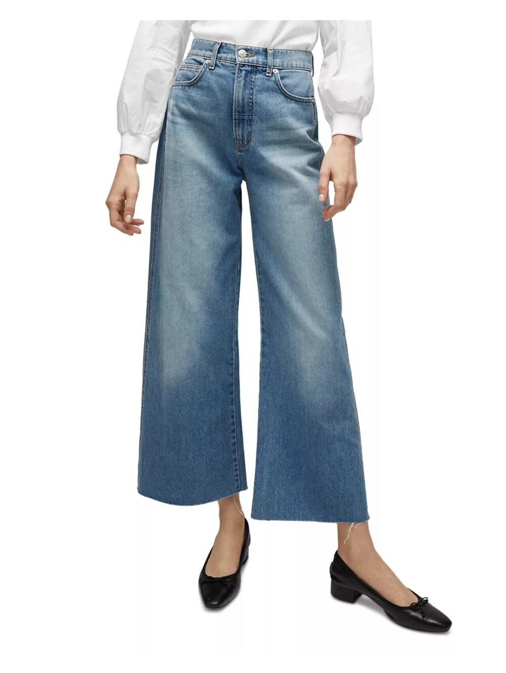 298$ Veronica Beard Taylor Cropped Wide Leg Jeans High Rise Size 23 Blue